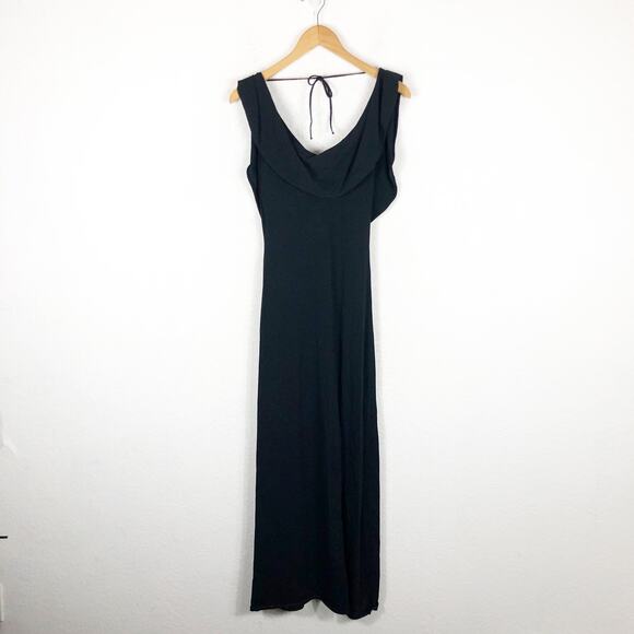 Zara Cowl Neck Black Knit Maxi Dress Small Low Back Resort Wear Minimalist - Picture 3 of 13